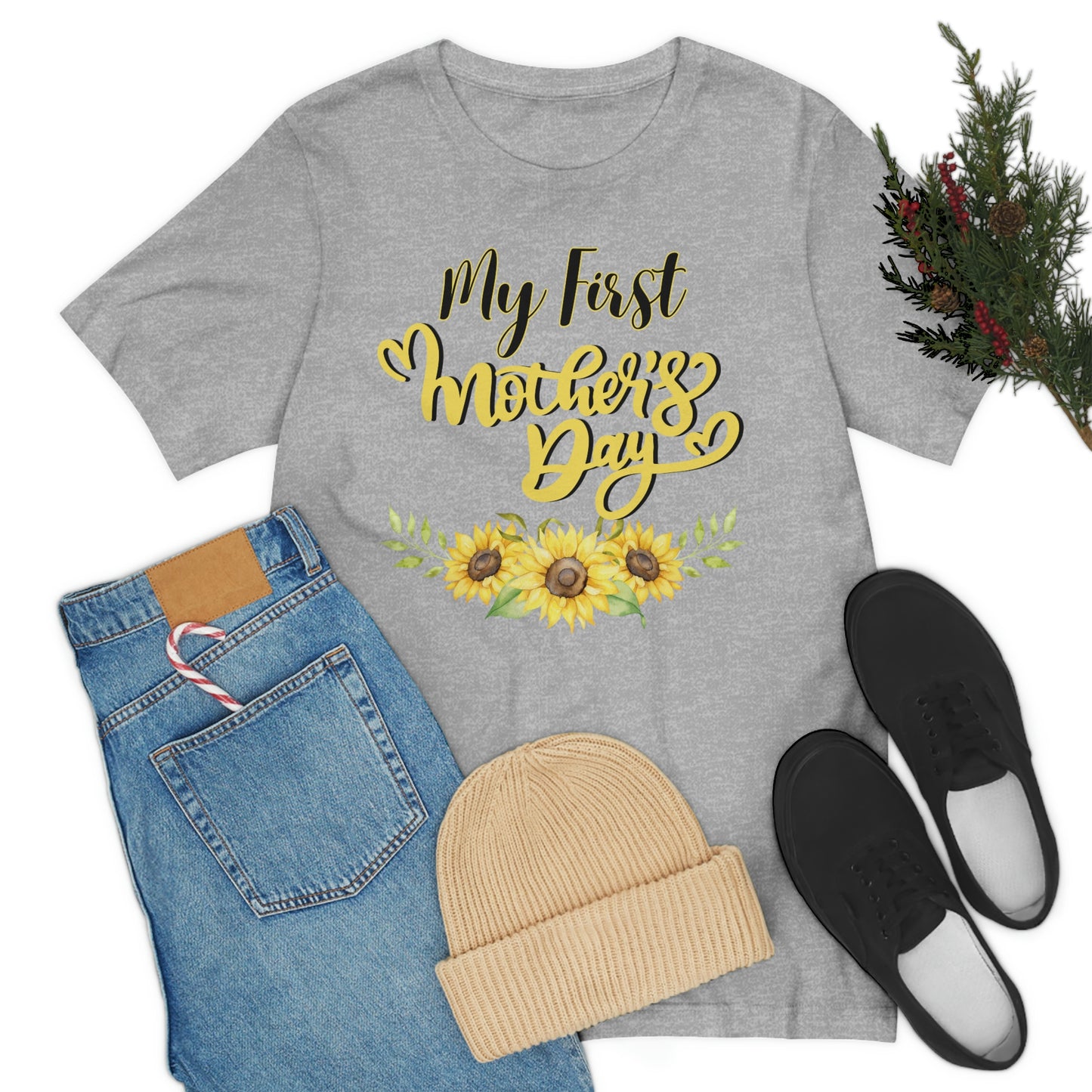 My first mother's day shirt, shirt for new mom, mothers day top, sunflower shirt