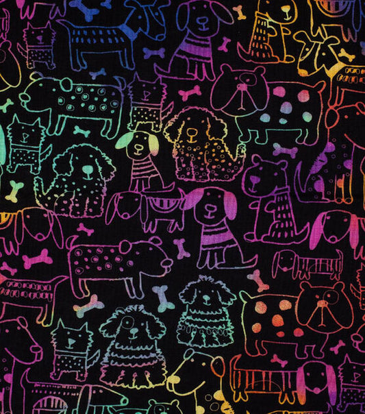 Fabric by the Yard, Novelty Cotton Fabric Ombre Sketch Dogs