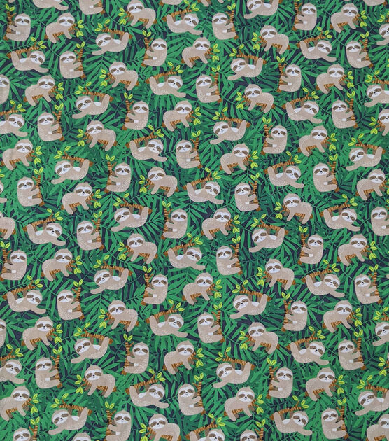 Fabric by the Yard, Happy Sloth Life Novelty Cotton Fabric