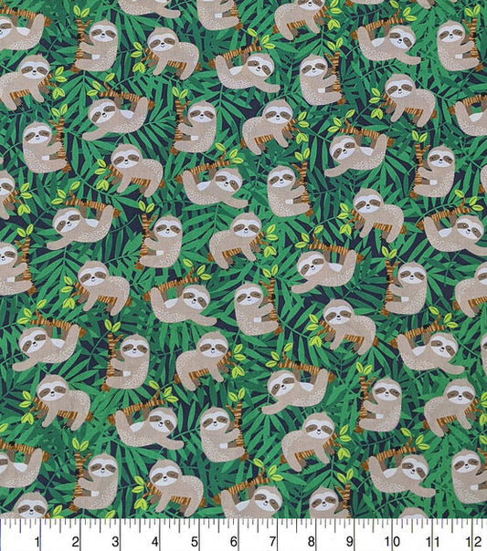 Fabric by the Yard, Happy Sloth Life Novelty Cotton Fabric