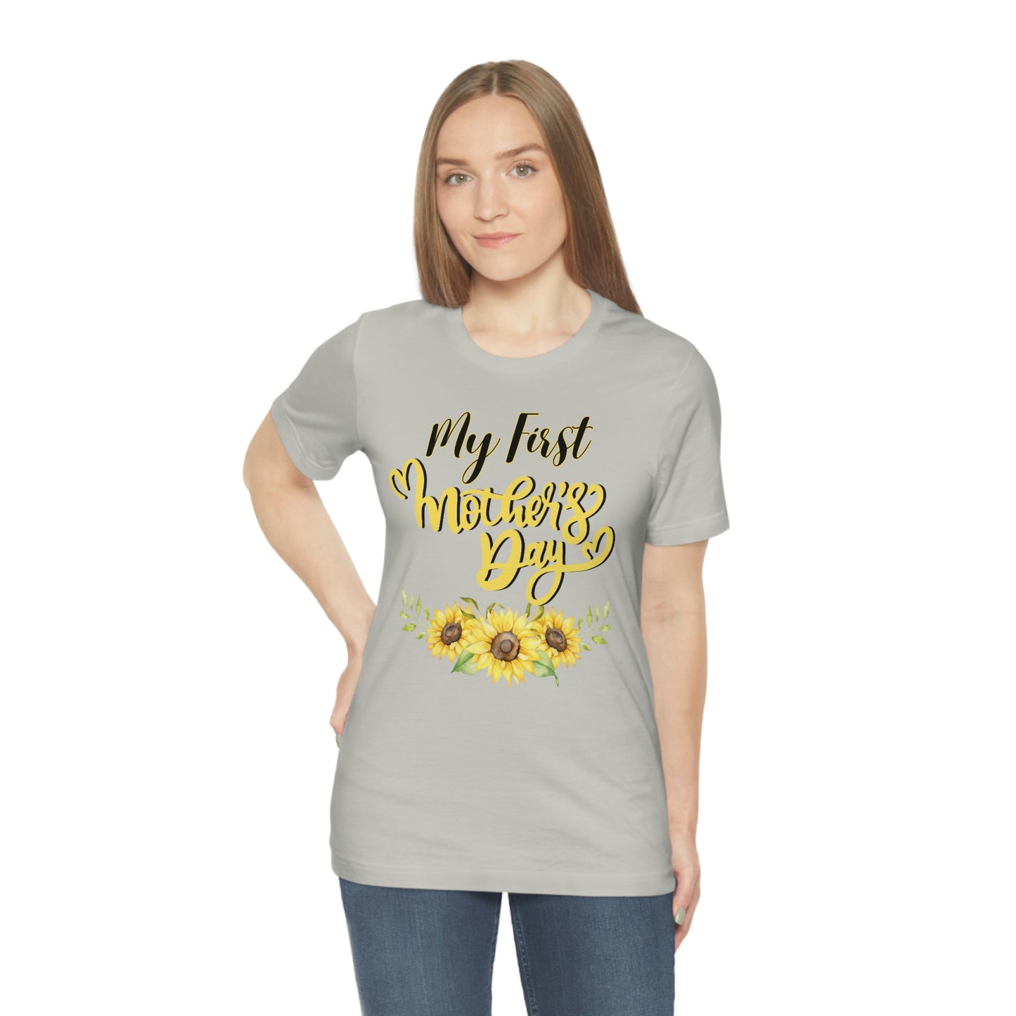 My first mother's day shirt, shirt for new mom, mothers day top, sunflower shirt