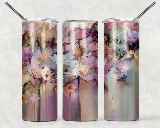 Abstract Floral Tumbler, 20oz Tumblr, Hot or Cold Beverage Holder