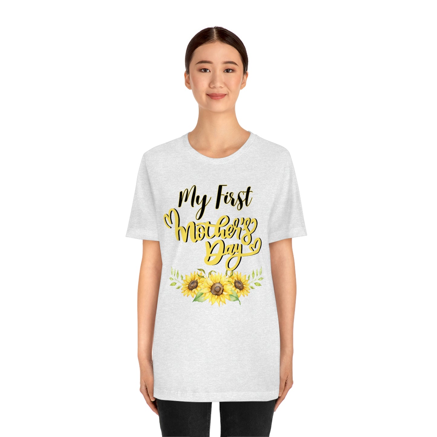 My first mother's day shirt, shirt for new mom, mothers day top, sunflower shirt
