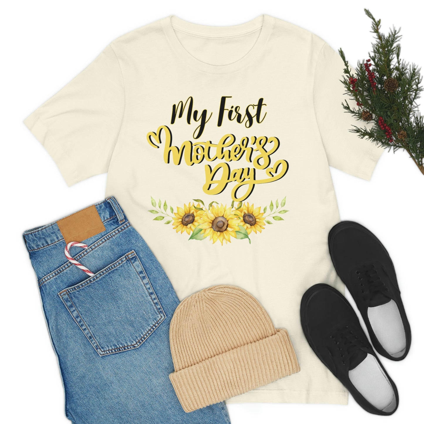 My first mother's day shirt, shirt for new mom, mothers day top, sunflower shirt