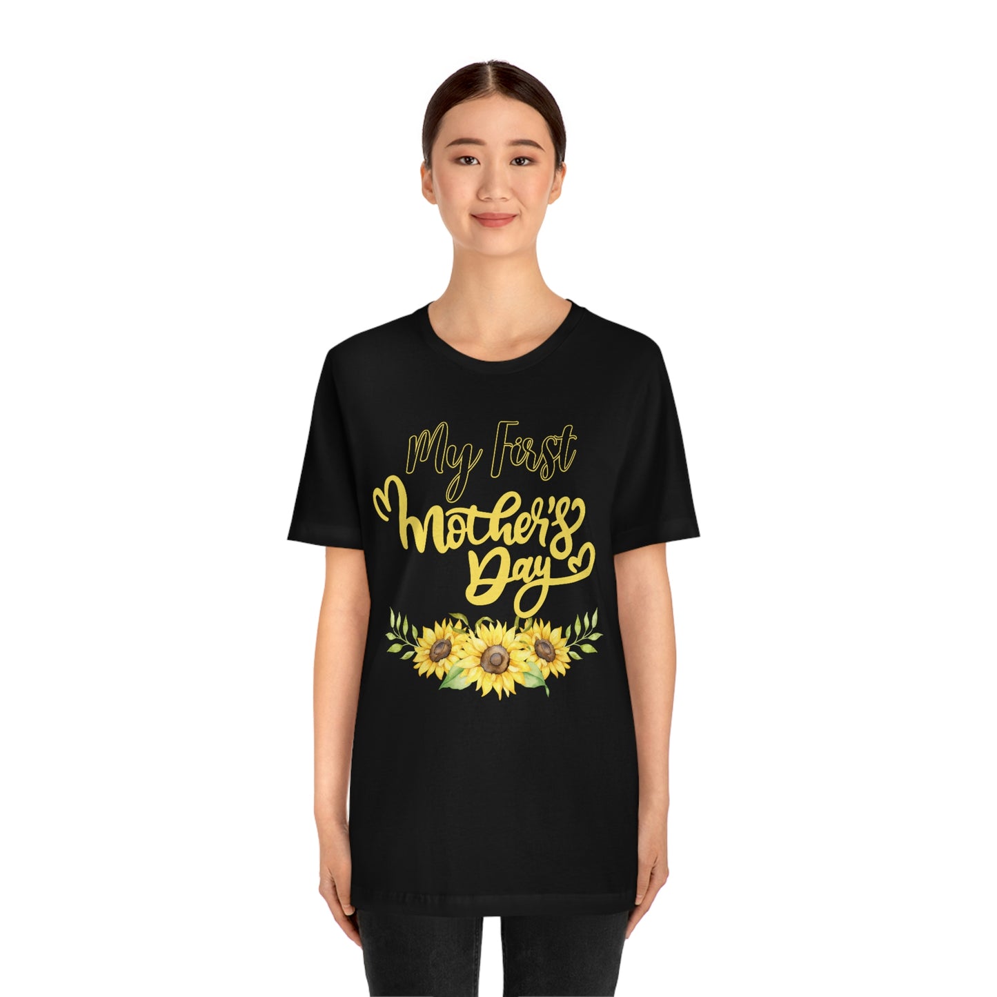My first mother's day shirt, shirt for new mom, mothers day top, sunflower shirt