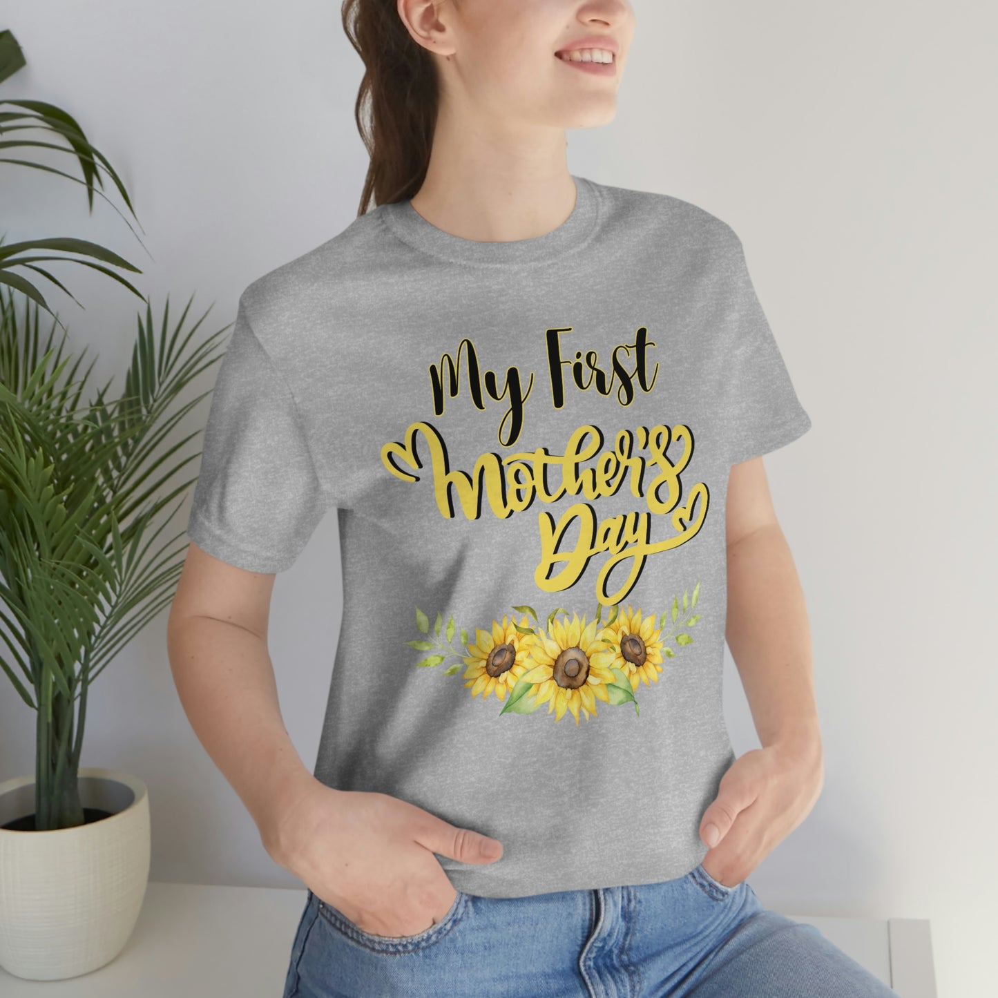 My first mother's day shirt, shirt for new mom, mothers day top, sunflower shirt