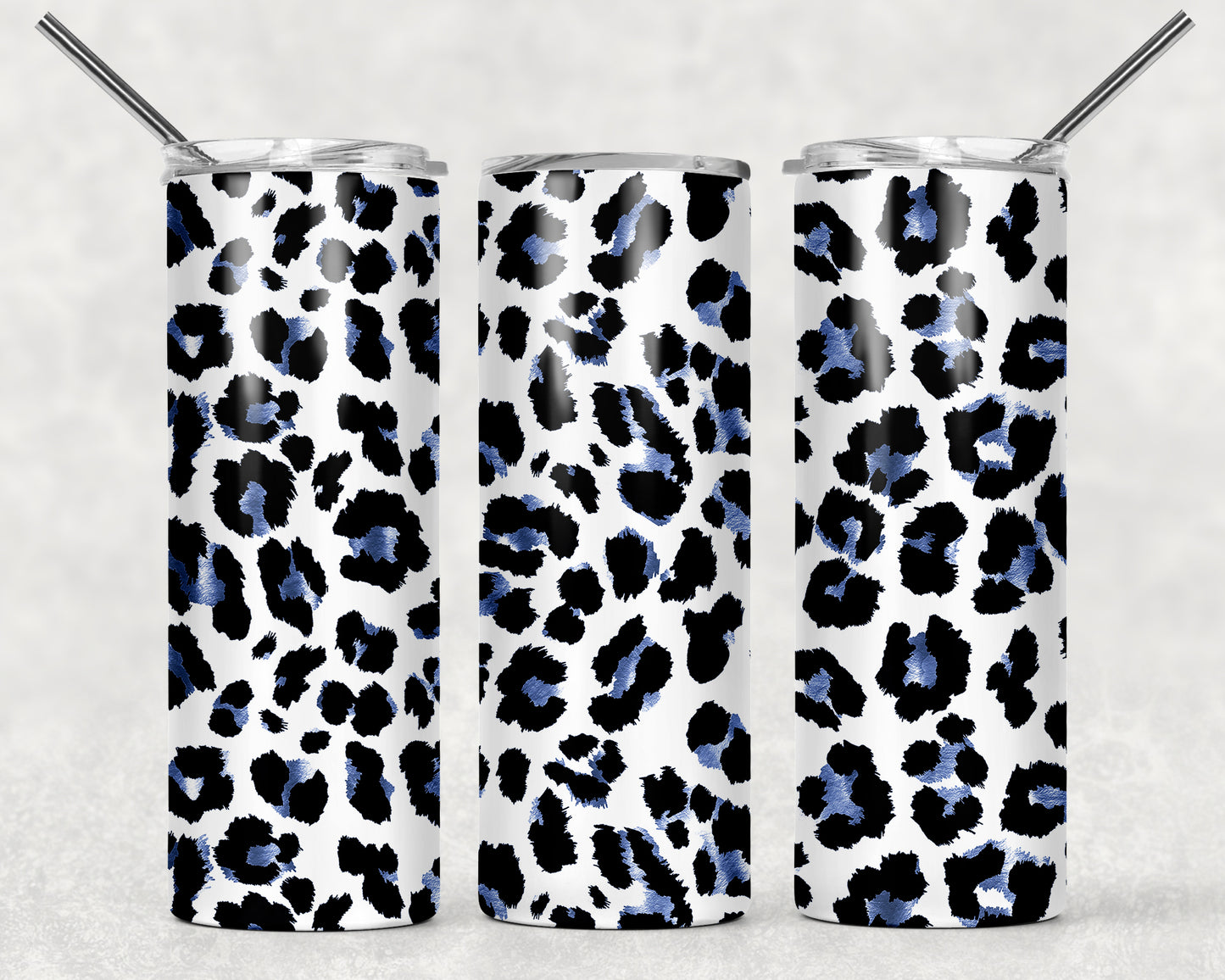 Blue Leopard Tumbler, 20oz Tumblr, Hot or Cold Beverage Holder