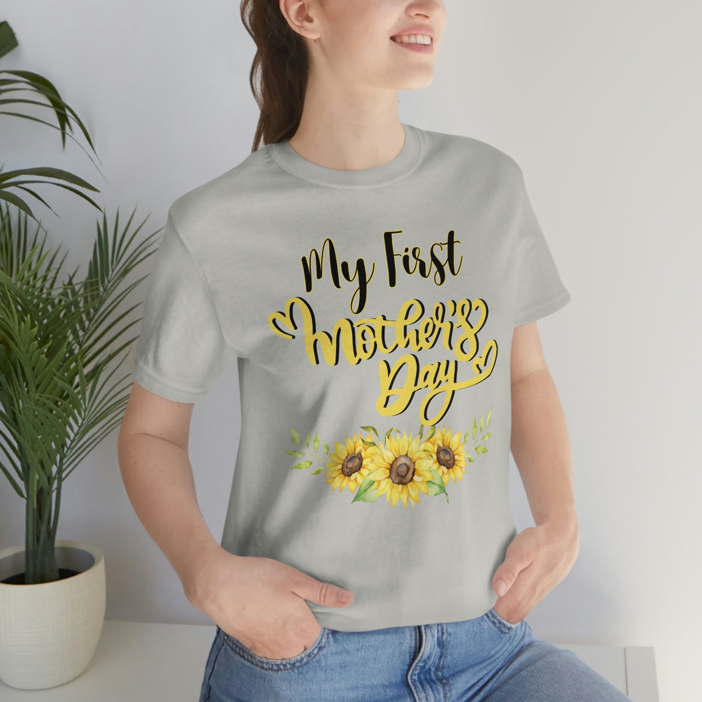 My first mother's day shirt, shirt for new mom, mothers day top, sunflower shirt