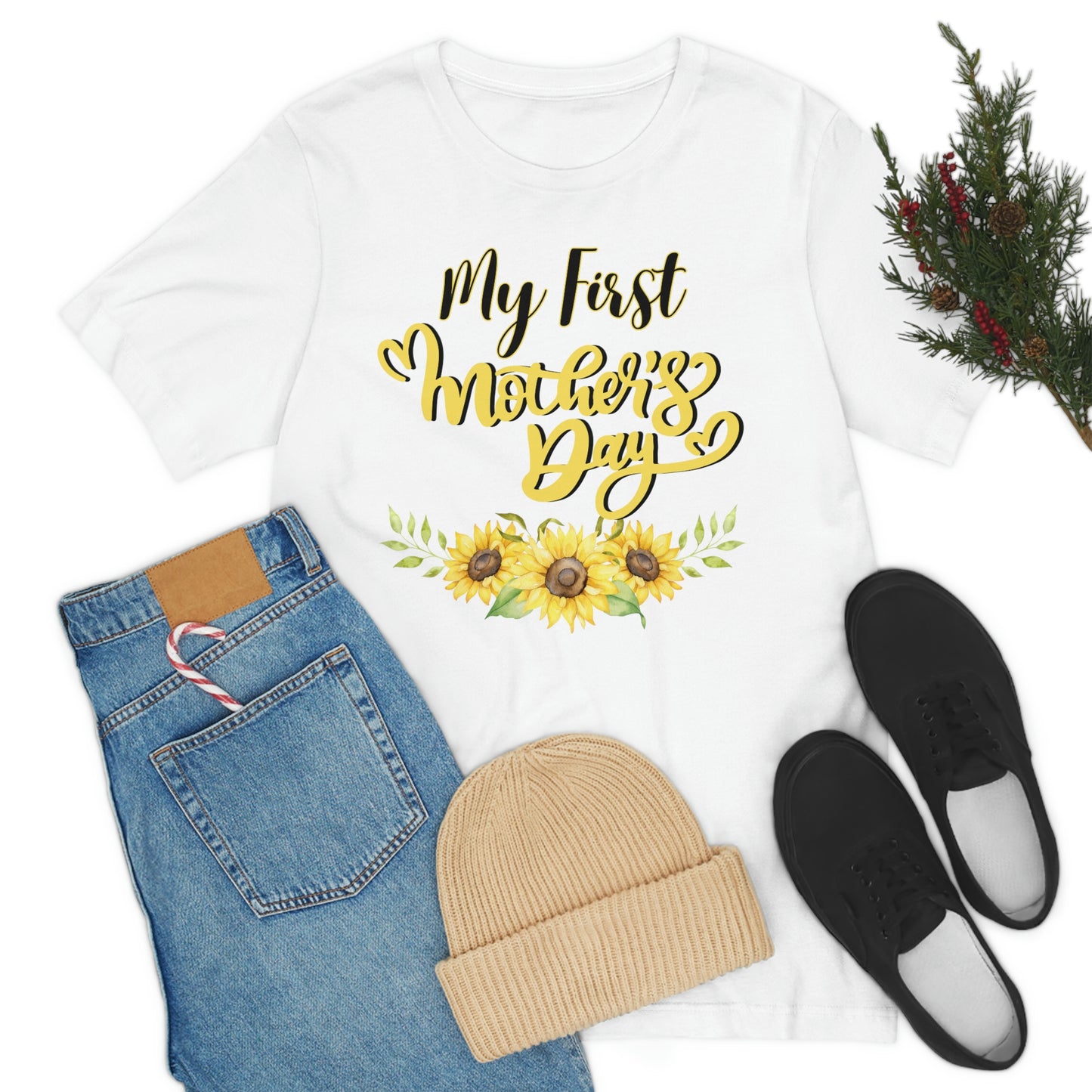 My first mother's day shirt, shirt for new mom, mothers day top, sunflower shirt