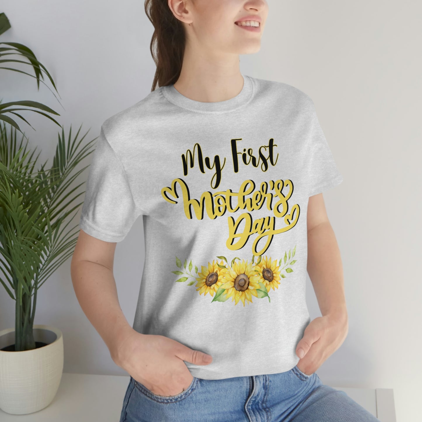 My first mother's day shirt, shirt for new mom, mothers day top, sunflower shirt