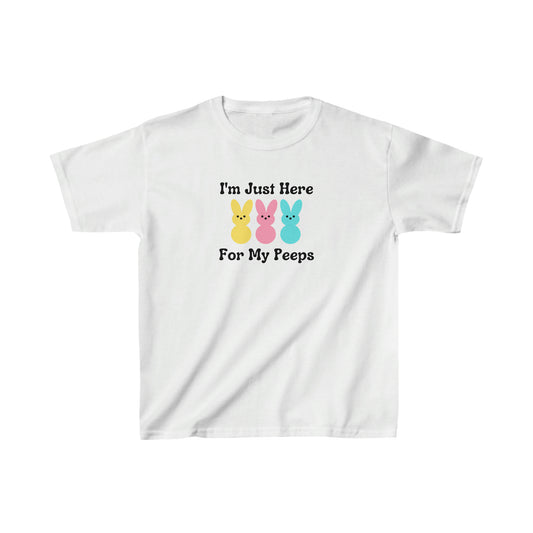 Im just here for my peeps Easter shirt for Kids Heavy Cotton Tee