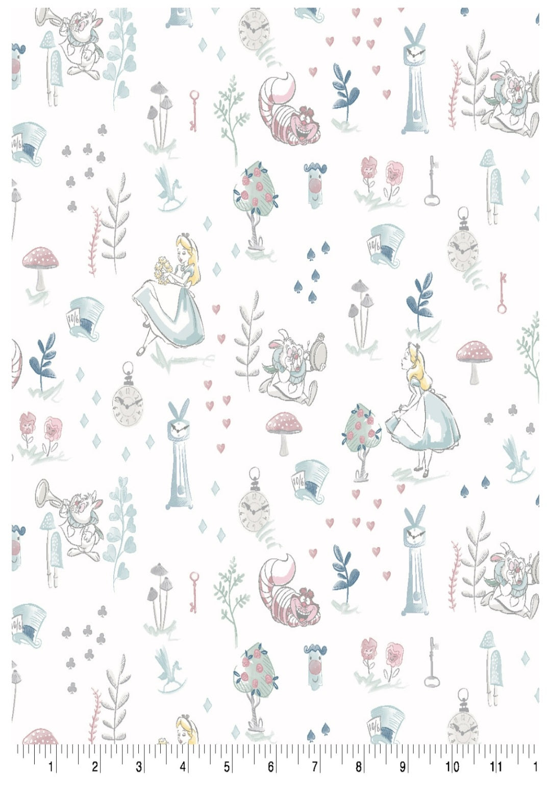 Alice In Wonderland Sketch Disney Cotton Fabric