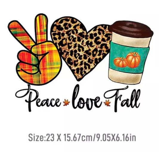 DTF Peace Love Fall Heat Transfer, Ready to Ship, Ready to Press!!