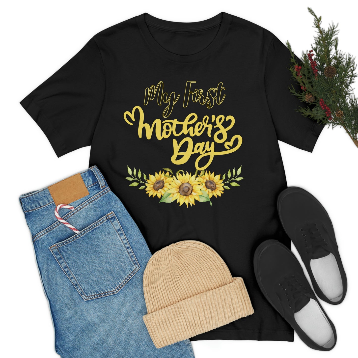 My first mother's day shirt, shirt for new mom, mothers day top, sunflower shirt