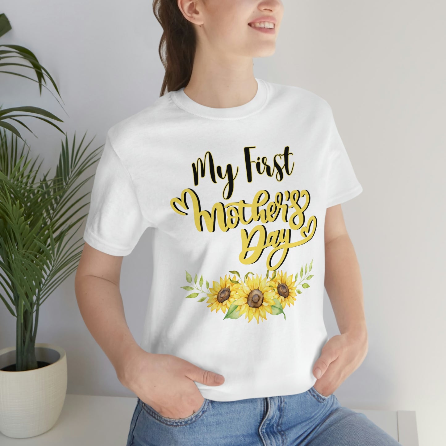 My first mother's day shirt, shirt for new mom, mothers day top, sunflower shirt