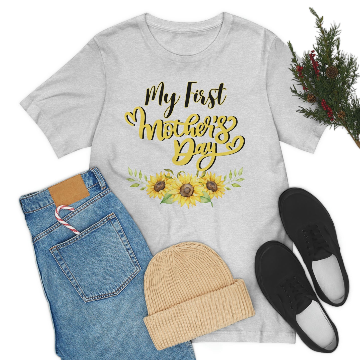 My first mother's day shirt, shirt for new mom, mothers day top, sunflower shirt