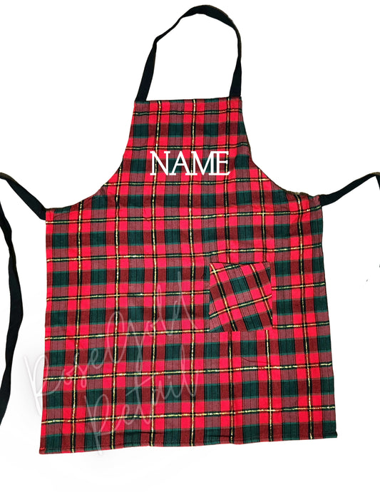 Personalized Plaid Apron, Gift for Her, Gift for Mom, Gift for Wife, Add your own name, Customized Gift