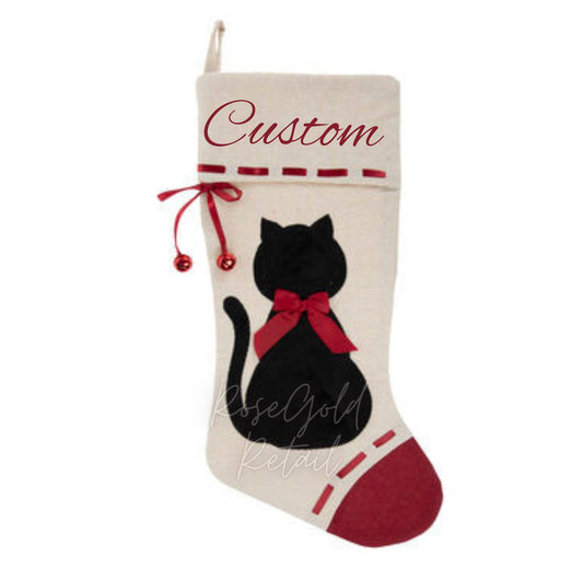 Personalized Pet Stocking, Gift for Pet, Gift for Cat, Cat Stocking, Embroidered Stocking for Cat