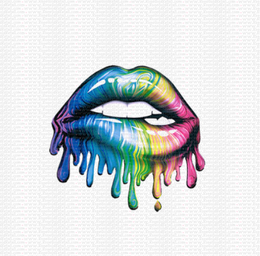 Drip Lip Rainbow Screen Print, Heat Transfer
