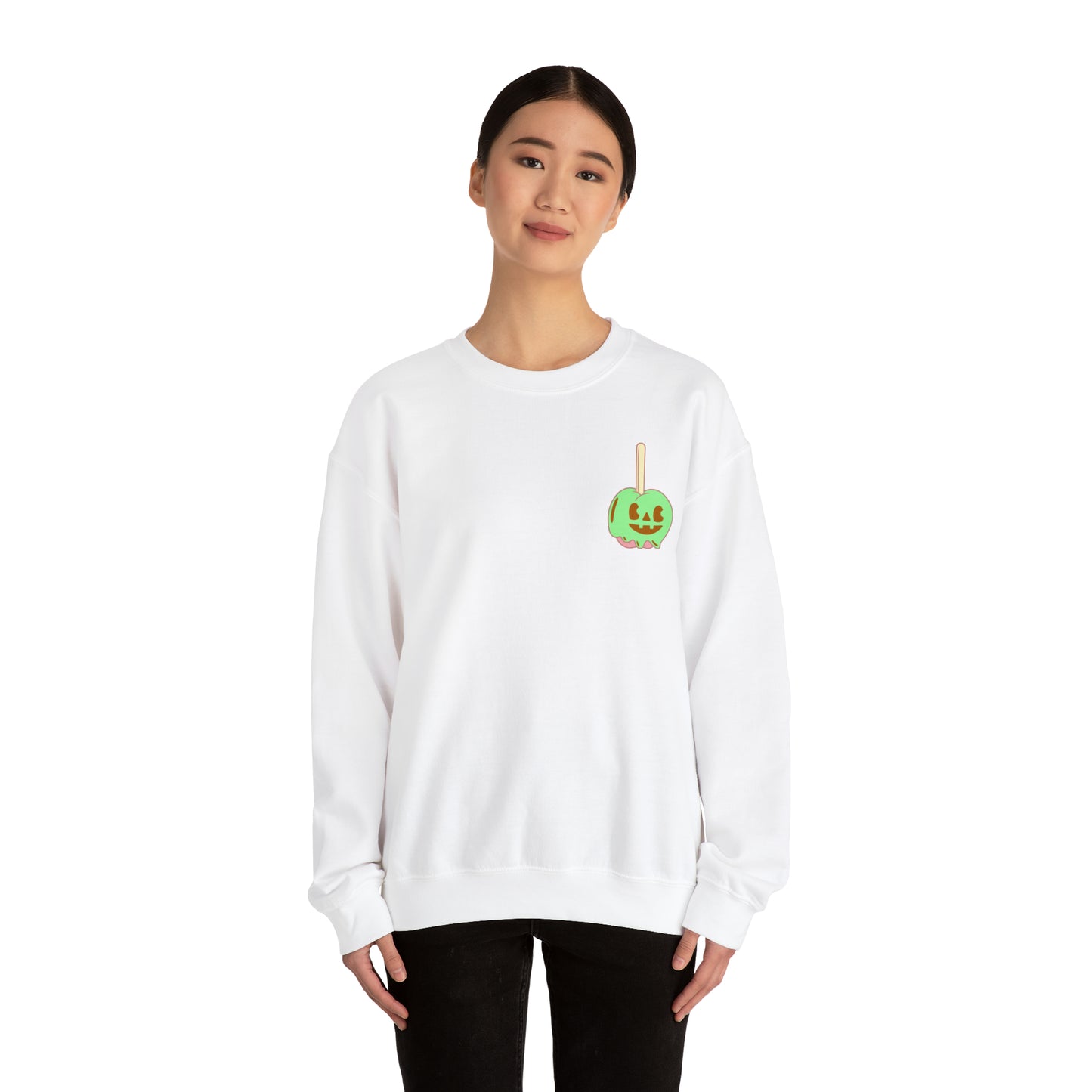 Pastel Halloween Candy Apple Sweatshirt, Front & Back Design #PastelHalloween #Halloween #CandyApple Unisex Heavy Blend™ Crewneck Sweatshirt