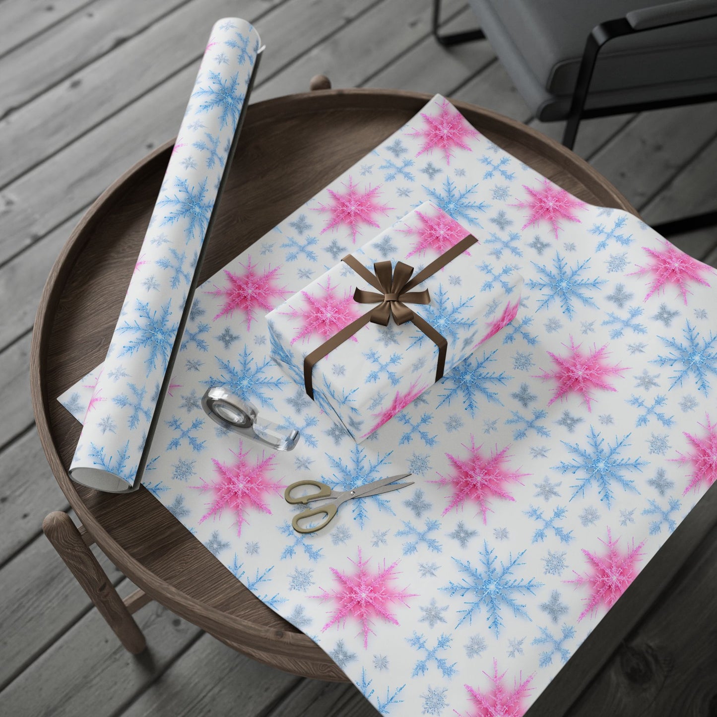 Snowflake Wrapping Paper, Holiday Gift Wrap, Christmas Present Decoration, Winter Gift Packaging, Festive Snowflake Print