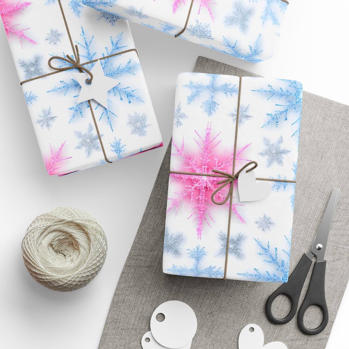 Snowflake Wrapping Paper, Holiday Gift Wrap, Christmas Present Decoration, Winter Gift Packaging, Festive Snowflake Print