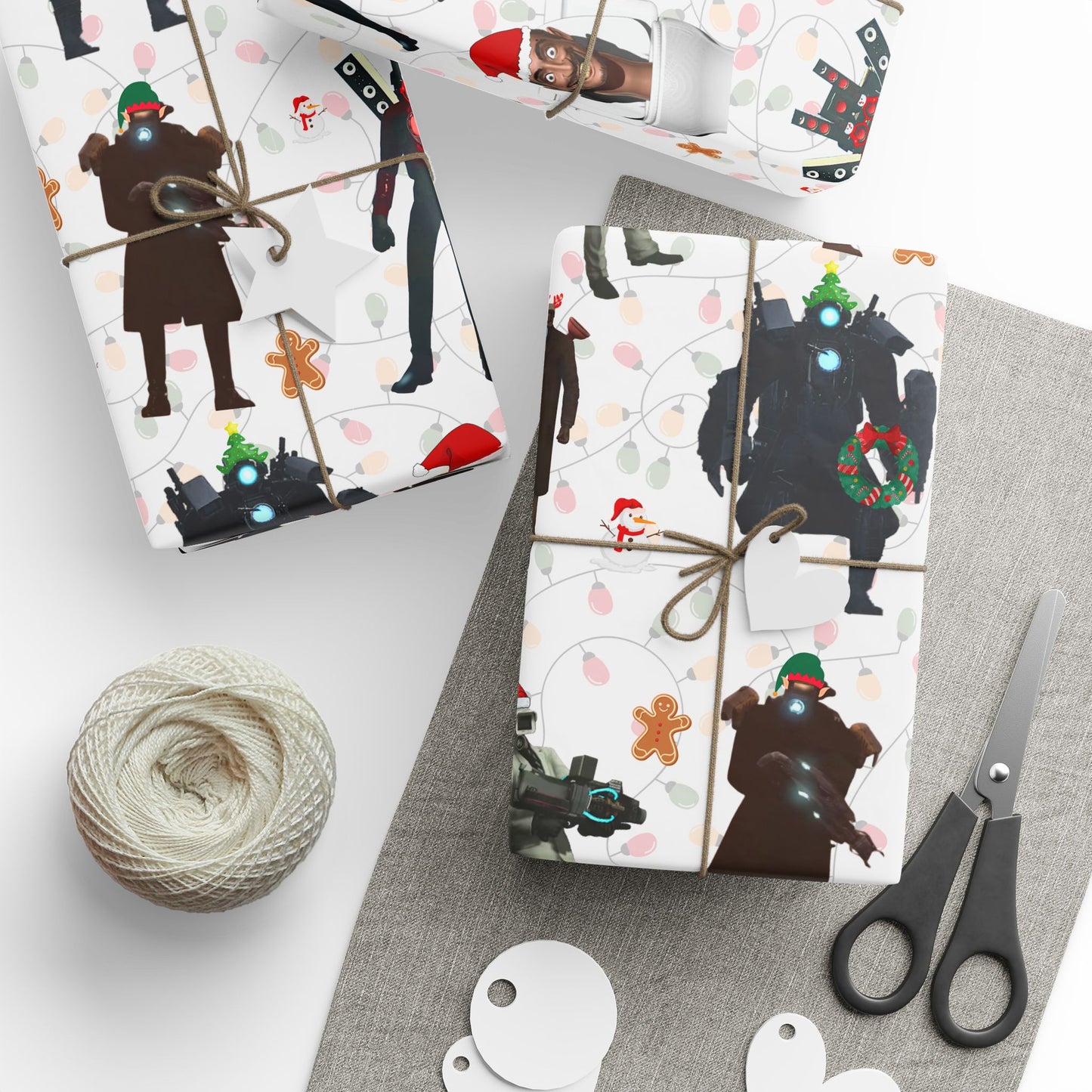 Christmas Skibidi Toilet Wrapping Paper, Fun Kids Gift Wrap Roll, Holiday Toilet Paper Decoration Unique Xmas