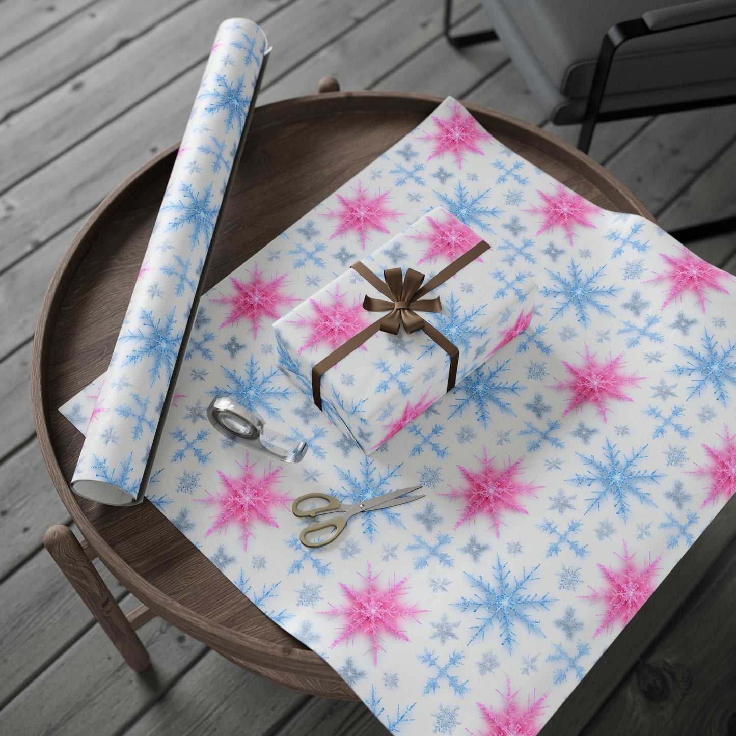 Snowflake Wrapping Paper, Holiday Gift Wrap, Christmas Present Decoration, Winter Gift Packaging, Festive Snowflake Print