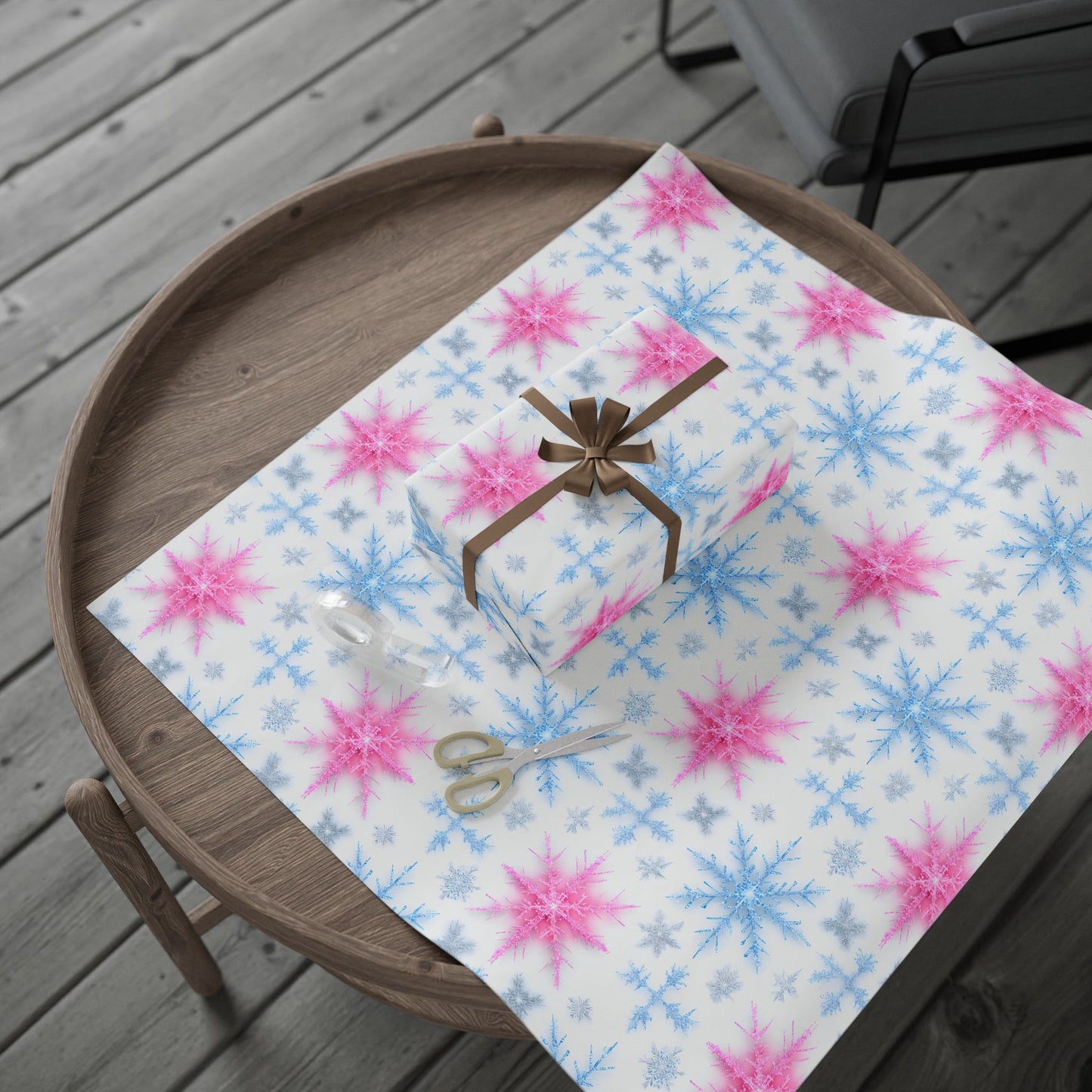 Snowflake Wrapping Paper, Holiday Gift Wrap, Christmas Present Decoration, Winter Gift Packaging, Festive Snowflake Print