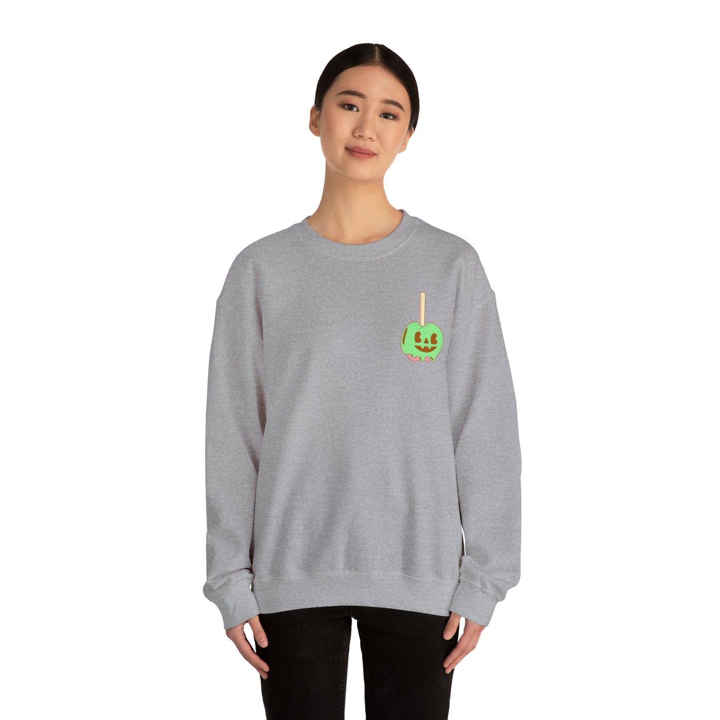 Pastel Halloween Candy Apple Sweatshirt, Front & Back Design #PastelHalloween #Halloween #CandyApple Unisex Heavy Blend™ Crewneck Sweatshirt