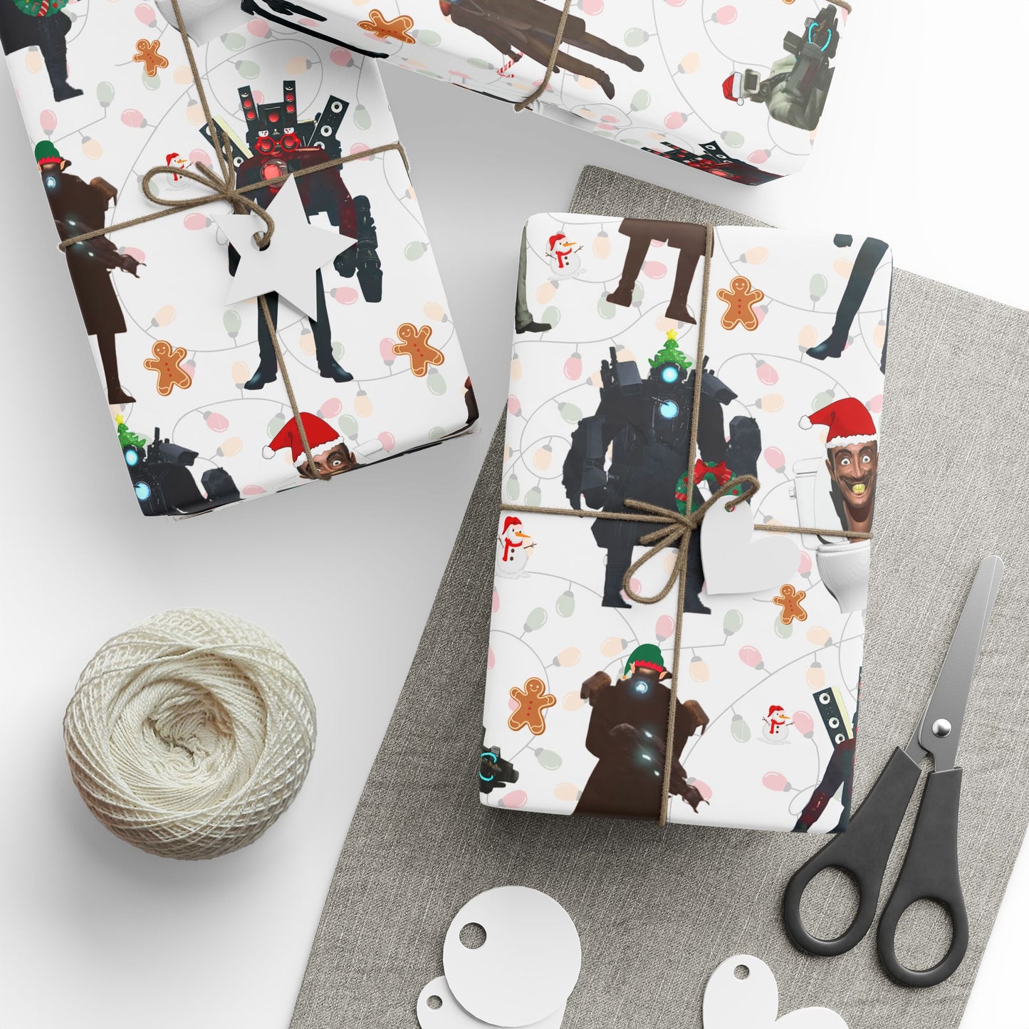 Christmas Skibidi Toilet Wrapping Paper, Fun Kids Gift Wrap Roll, Holiday Toilet Paper Decoration Unique Xmas