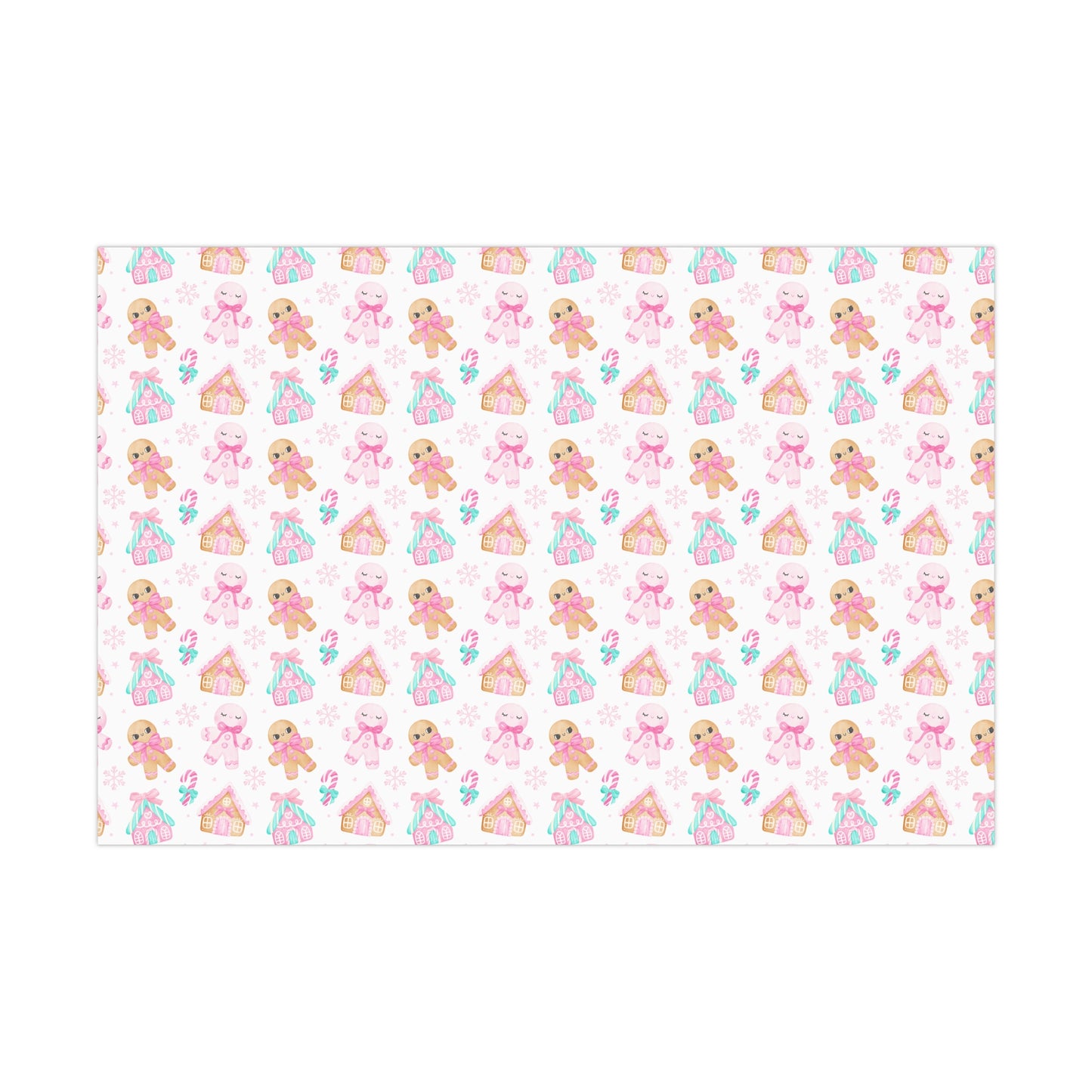 Wrapping Paper | Pink Pastel Christmas Themed with Gingerbread People