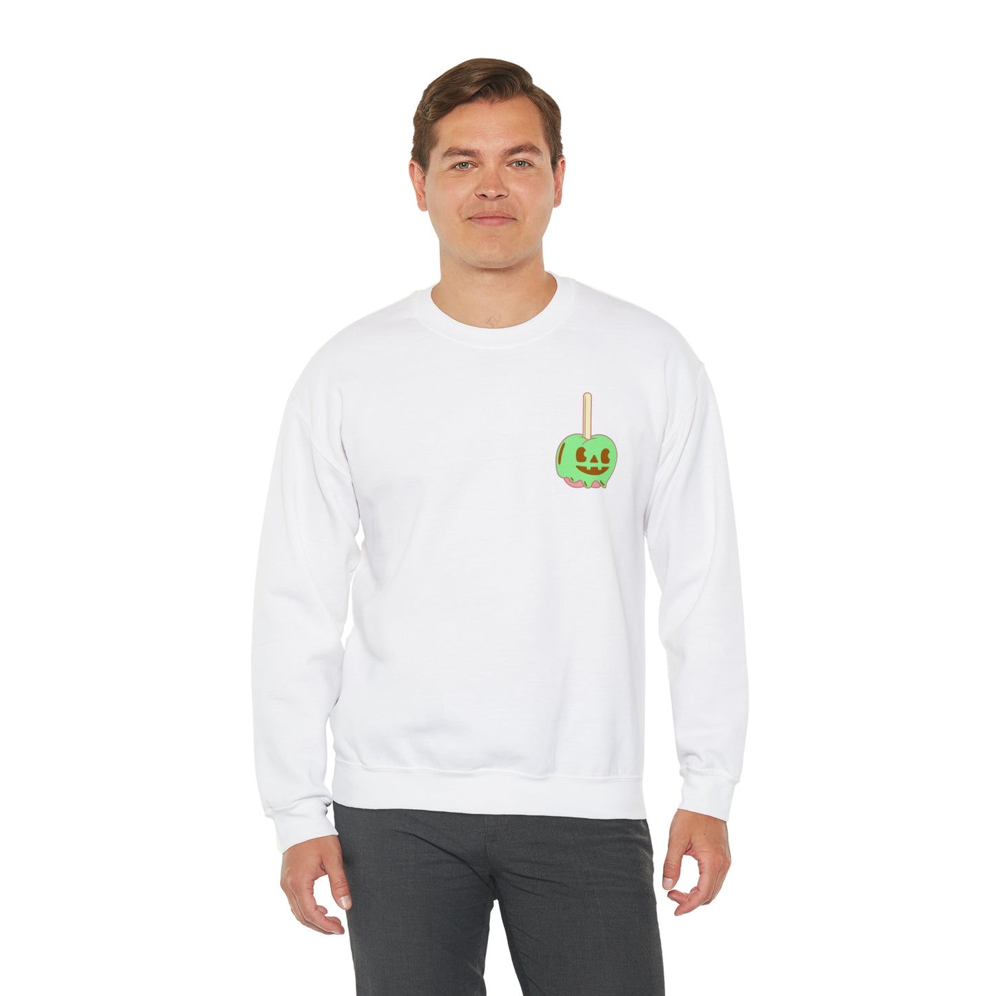 Pastel Halloween Candy Apple Sweatshirt, Front & Back Design #PastelHalloween #Halloween #CandyApple Unisex Heavy Blend™ Crewneck Sweatshirt