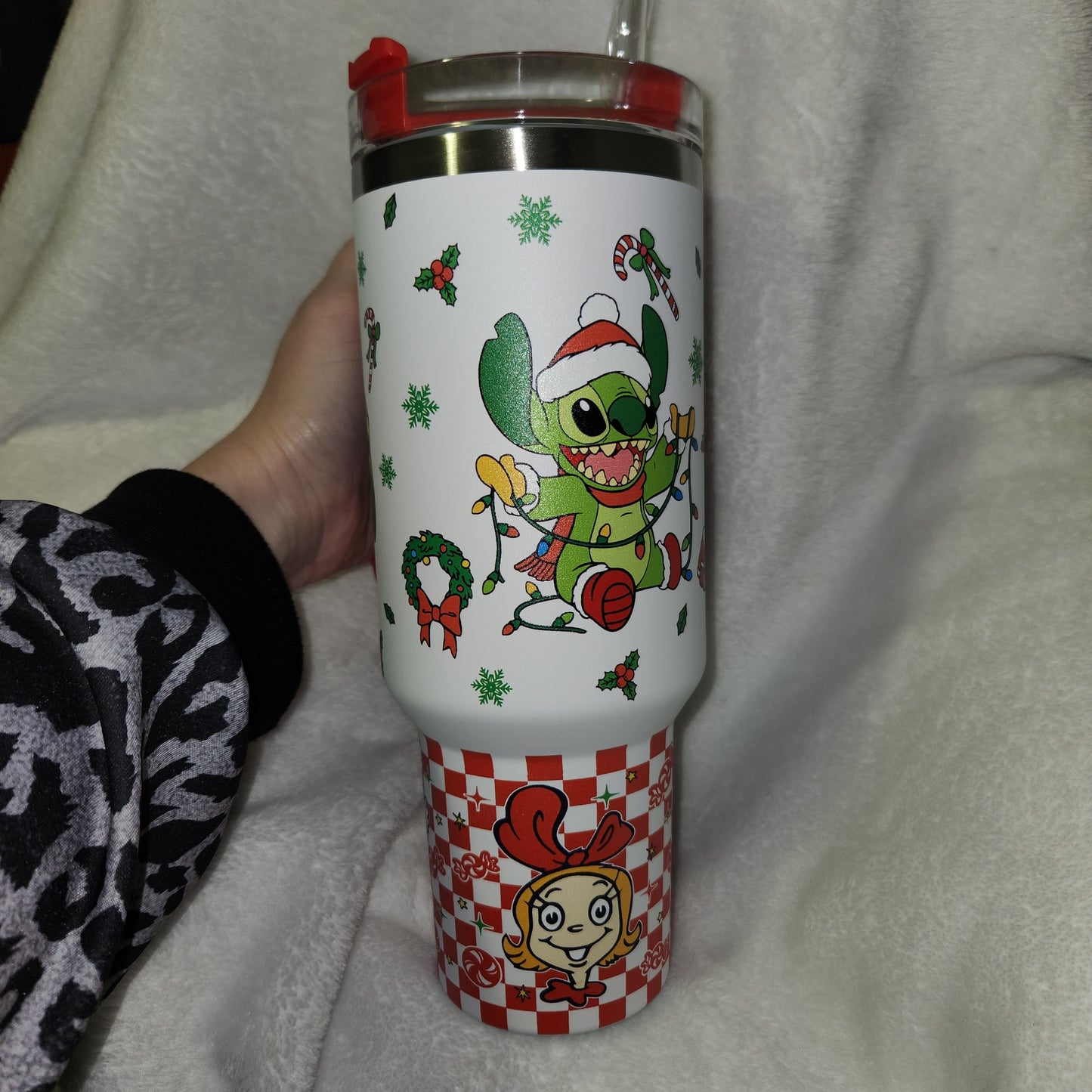 40 oz Tumbler Stitch and Grinch Tumbler Cup