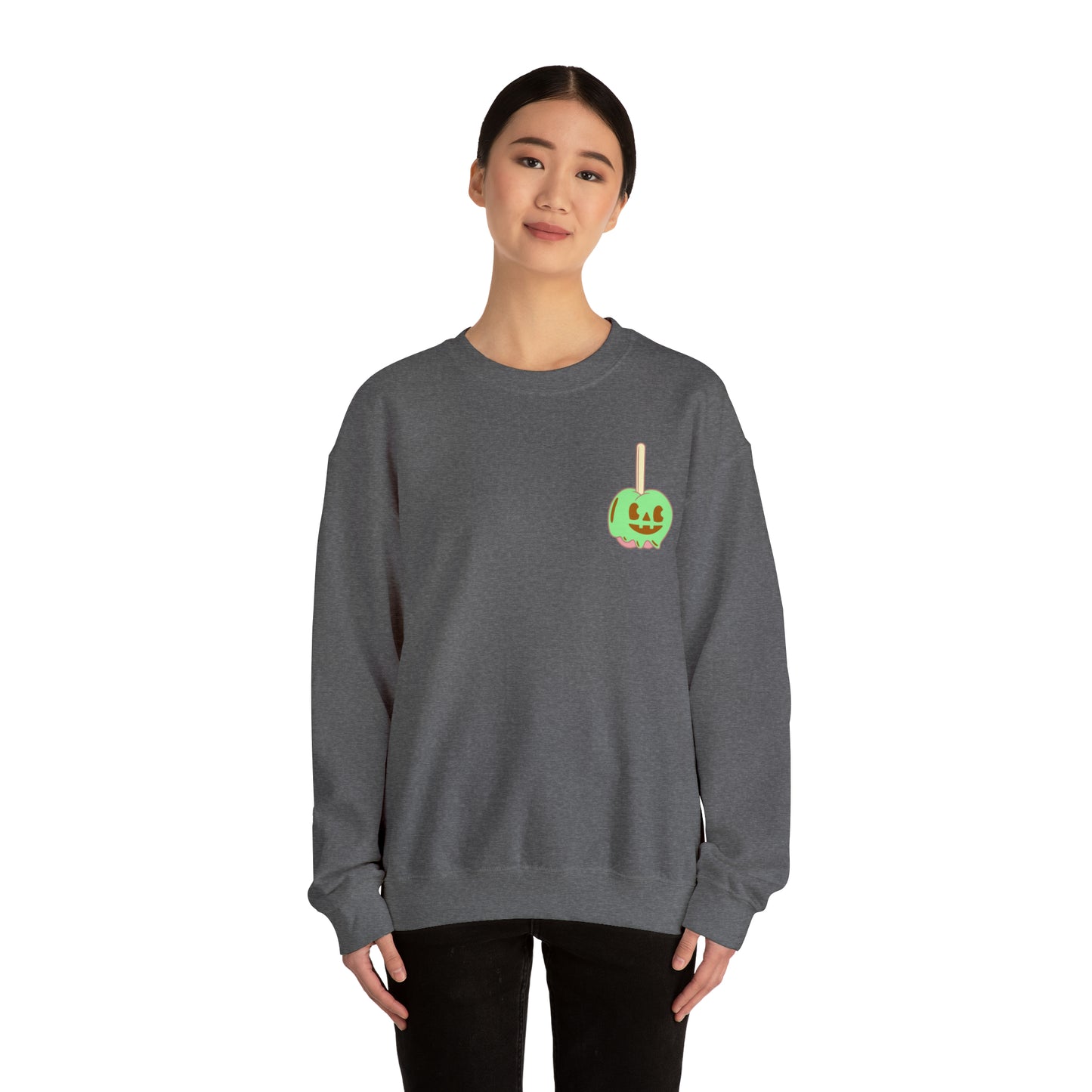 Pastel Halloween Candy Apple Sweatshirt, Front & Back Design #PastelHalloween #Halloween #CandyApple Unisex Heavy Blend™ Crewneck Sweatshirt