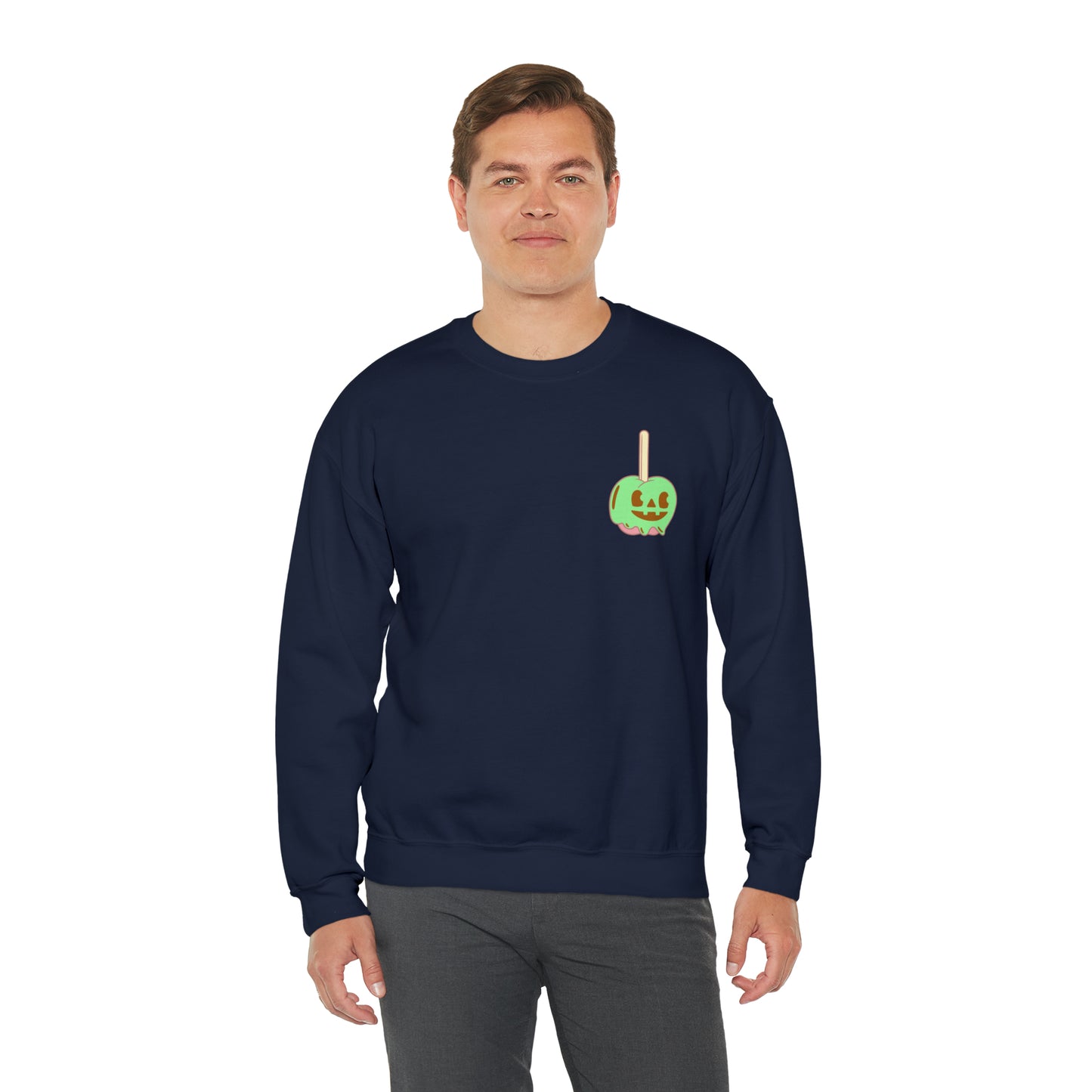 Pastel Halloween Candy Apple Sweatshirt, Front & Back Design #PastelHalloween #Halloween #CandyApple Unisex Heavy Blend™ Crewneck Sweatshirt