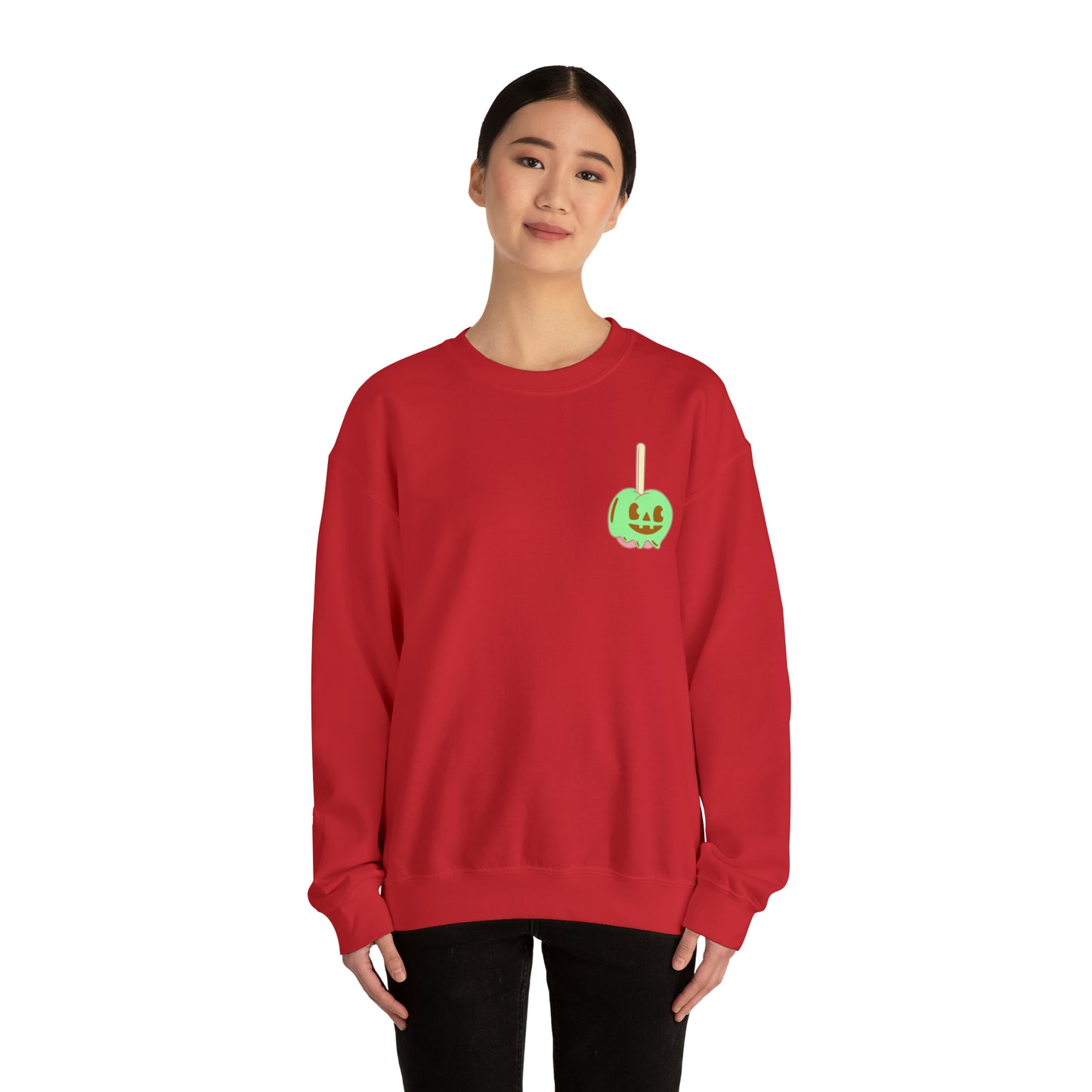 Pastel Halloween Candy Apple Sweatshirt, Front & Back Design #PastelHalloween #Halloween #CandyApple Unisex Heavy Blend™ Crewneck Sweatshirt