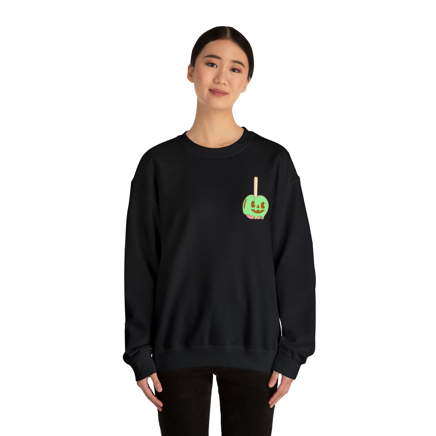 Pastel Halloween Candy Apple Sweatshirt, Front & Back Design #PastelHalloween #Halloween #CandyApple Unisex Heavy Blend™ Crewneck Sweatshirt