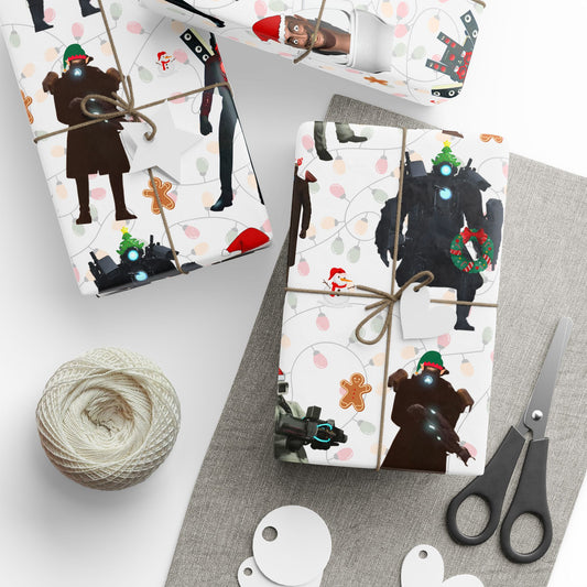 Christmas Skibidi Toilet Wrapping Paper, Fun Kids Gift Wrap Roll, Holiday Toilet Paper Decoration Unique Xmas