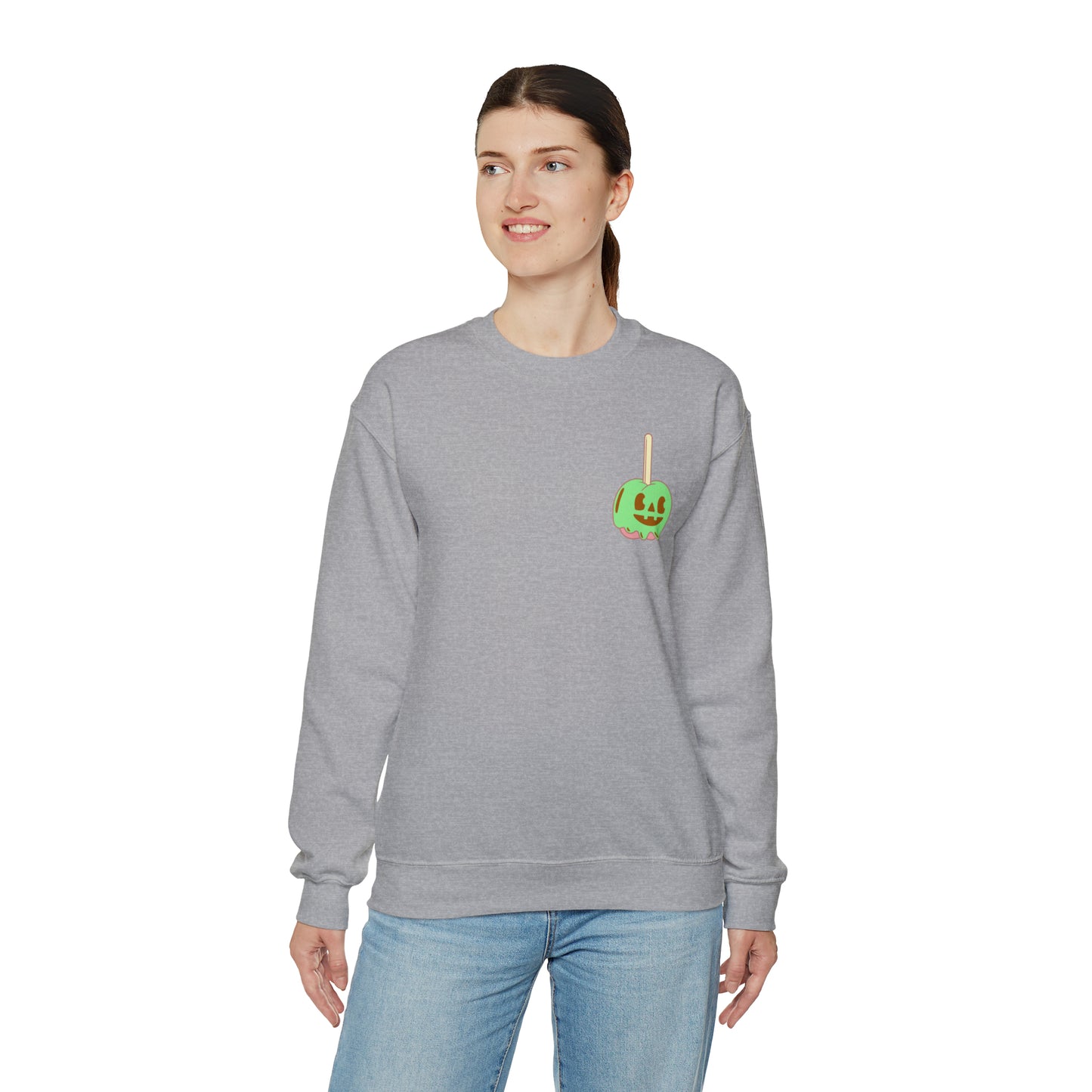 Pastel Halloween Candy Apple Sweatshirt, Front & Back Design #PastelHalloween #Halloween #CandyApple Unisex Heavy Blend™ Crewneck Sweatshirt