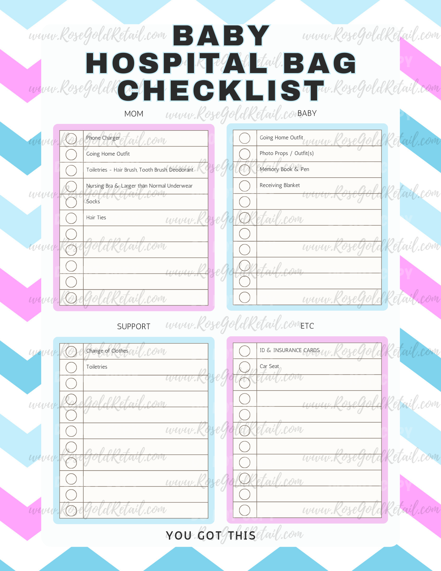 ~ Free Hospital Bag Checklist for Baby