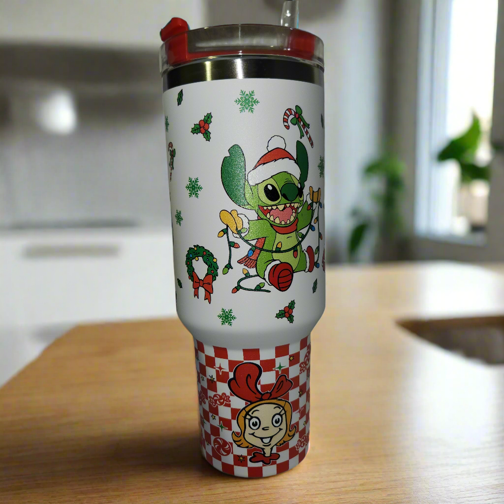 40 oz Tumbler Stitch and Grinch Tumbler Cup