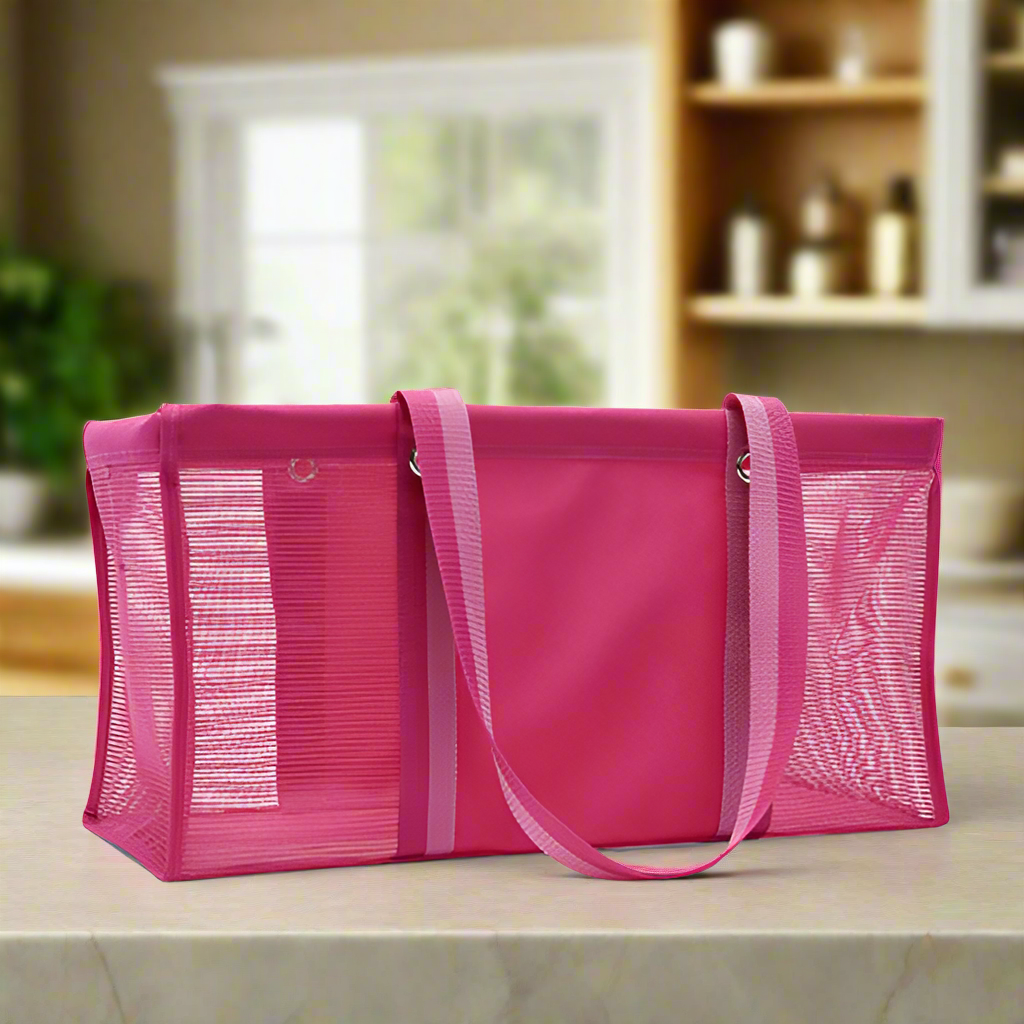 Thirty-One Mesh Large Utility Tote - Hibiscus Pink Mesh