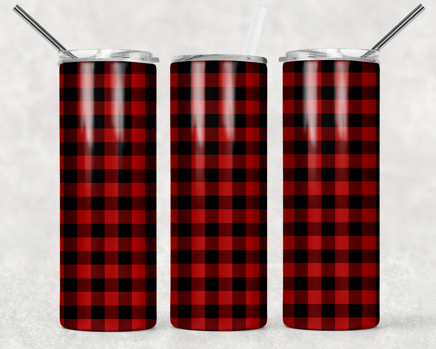 Red Buffalo Plaid Tumbler, 20oz Tumblr, Hot or Cold Beverage Holder