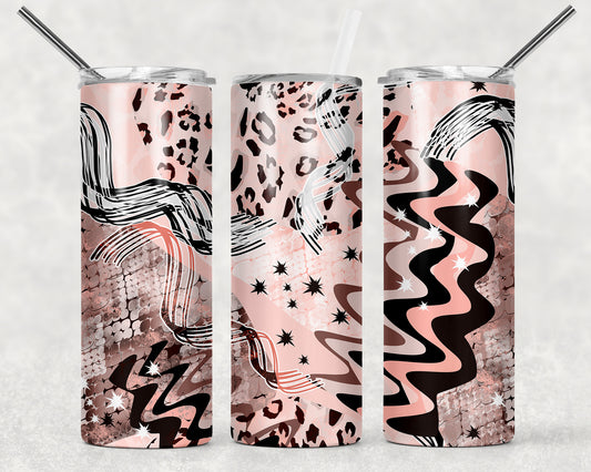 Pink Abstract Tumbler, 20oz Tumblr, Hot or Cold Beverage Holder