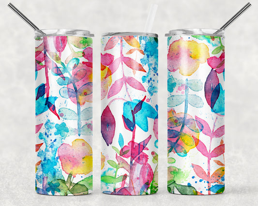 Pretty Watercolor Tumbler, 20oz Tumblr, Hot or Cold Beverage Holder