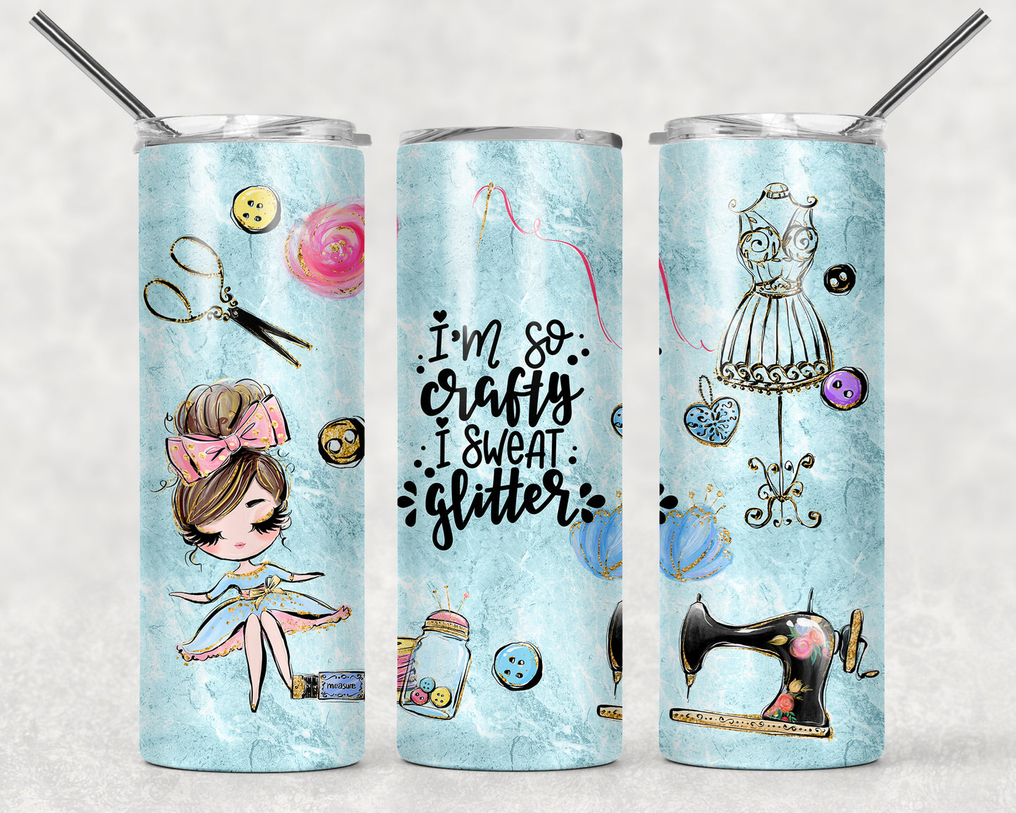 I'm so Crafty I Sweat Glitter Tumbler *Multiple Styles*, 20oz Tumblr, Hot or Cold Beverage Holder