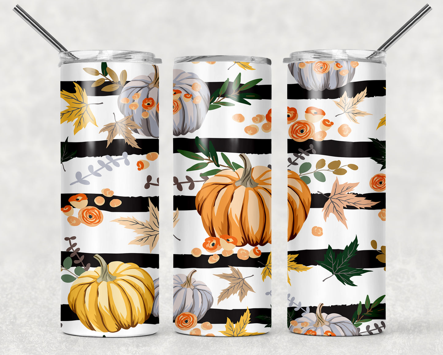 Fall Pumpkin Tumbler, 20oz Tumblr, Hot or Cold Beverage Holder