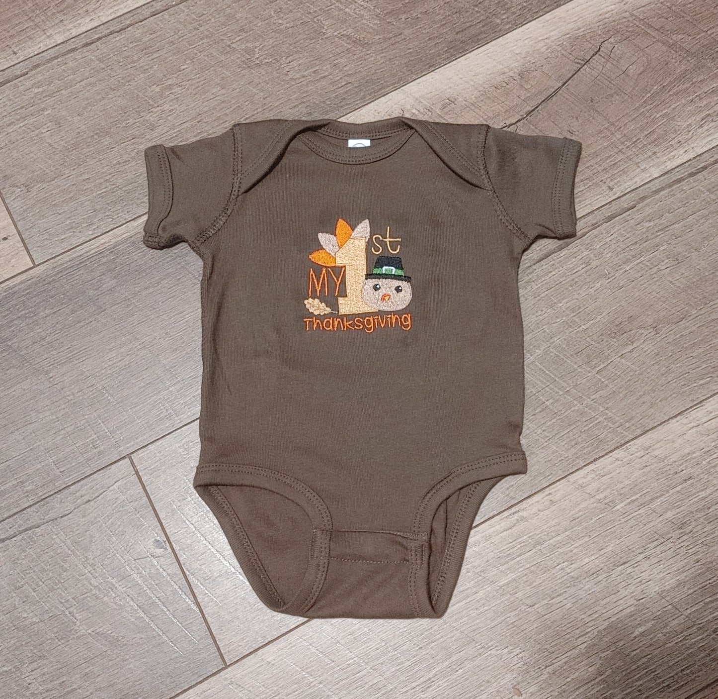 My First Thanksgiving Baby Bodysuit, Baby's First Thanksgiving Outfit, Thanksgiving Shirt for Infant, Embroidered Bodysuit, Newborn Outfit