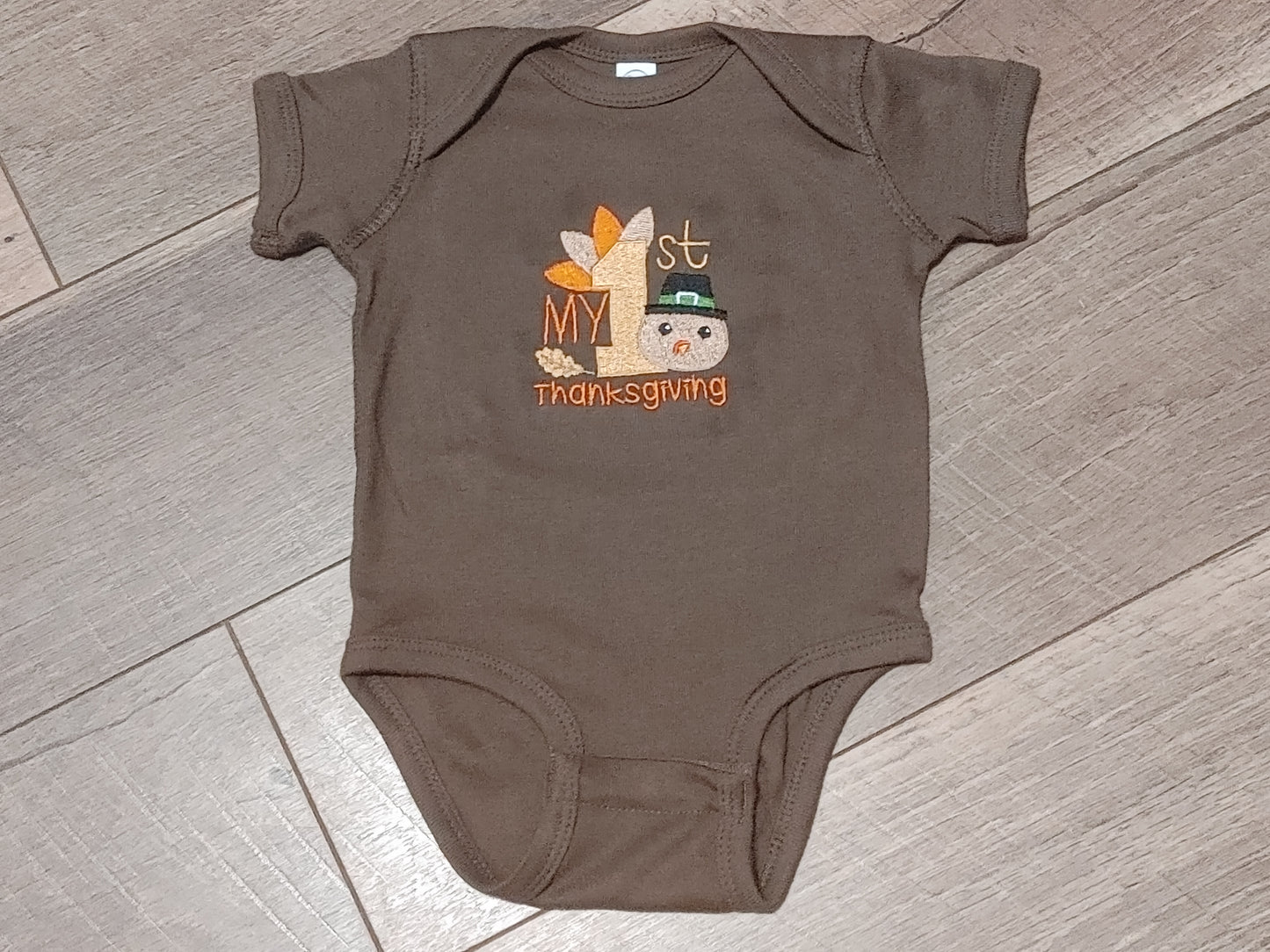 My First Thanksgiving Baby Bodysuit, Baby's First Thanksgiving Outfit, Thanksgiving Shirt for Infant, Embroidered Bodysuit, Newborn Outfit